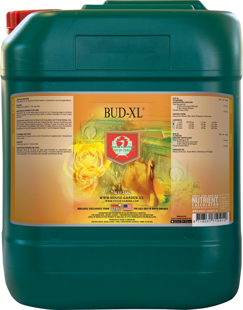 House & Garden Bud-XL 5 Liter Van der Zwaan Nutrients