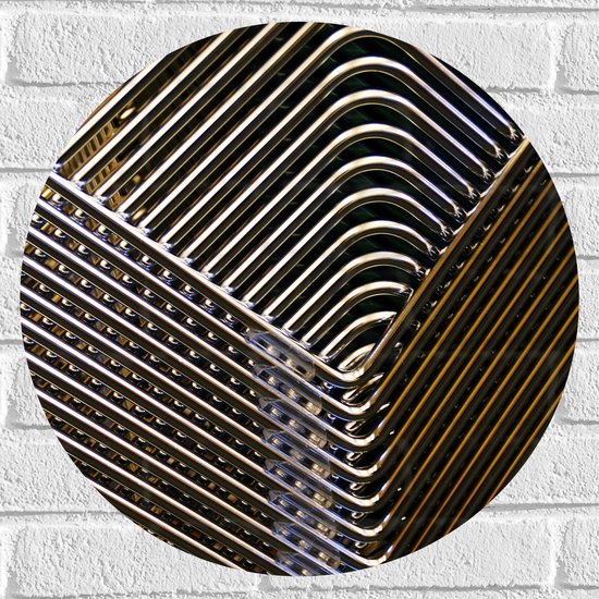 Muursticker Cirkel - Stapel Gouden Ruitvormige Panelen - 50x50 cm Foto op Muursticker