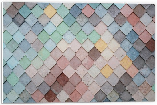 PVC Schuimplaat- Wand met Driehoekvormige Textuur in Verschillende Kleuren - 60x40 cm Foto op PVC Schuimplaat