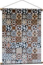 Textielposter - Patroon van Tegeltjes met Verschillende Patronen - 60x80 cm Foto op Textiel