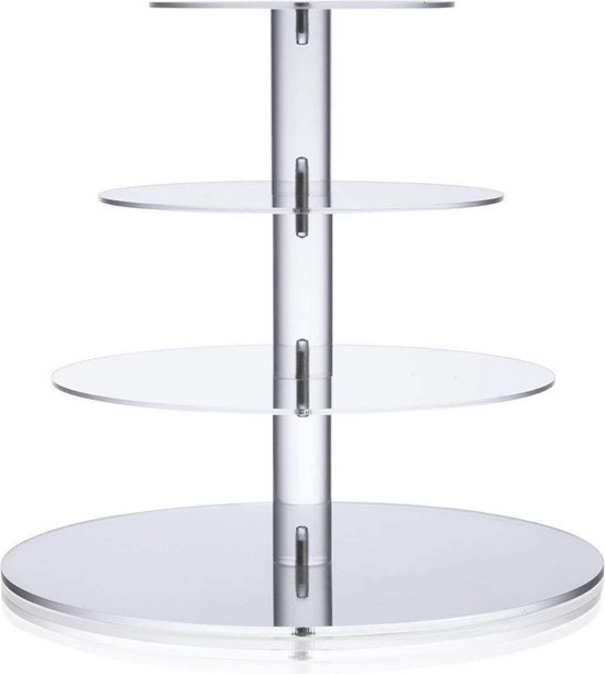 Teahutty 3-laags Cupcake Stand, Transparant Acryl Vierkant Dessert Display Toren, Decoratief Gebak Dienblad voor Snoep Cupcake Koekjes Dessert Bruiloft Feest Decor