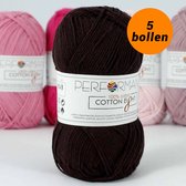 Cotton eight haakkatoen donker bruin (1300) - 5 bollen van 1 kleur