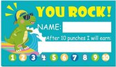 50 stuks beloningskaartjes - punch kaartjes - dinosaurus - leermiddel basisschool