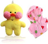 Klikkopers® - Paper Duck knuffel - Roze Hoodie met Vormpjes - 30 cm - Paper Duck - Lalafanfan - Paperduck - Geel