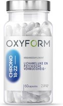 Oxyform Chrono 18 - 22 Voedingssupplement I Tegen stress I Vermindert vermoeidheid I 60 Capsules I Verbetert de slaapkwaliteit L-tryptofaan, saffraan, passiebloem, groep B-vitamines