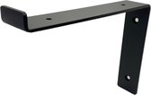 Maison DAM 1x Plankdrager L vorm down - Wandsteun – 20cm – Mat zwart gepoedercoat - incl. bevestigingsmateriaal + schroefbit