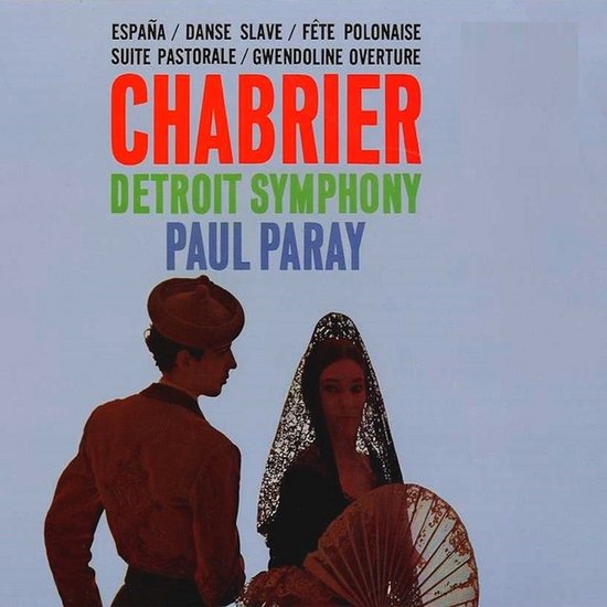 Albumhoes met Chabrier, Detroit Symphony, Paul Paray, met mannen- en vrouwenfiguren.