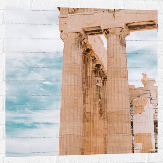 Muursticker - Deel van Parthenon in Athene, Griekenland - 80x80 cm Foto op Muursticker