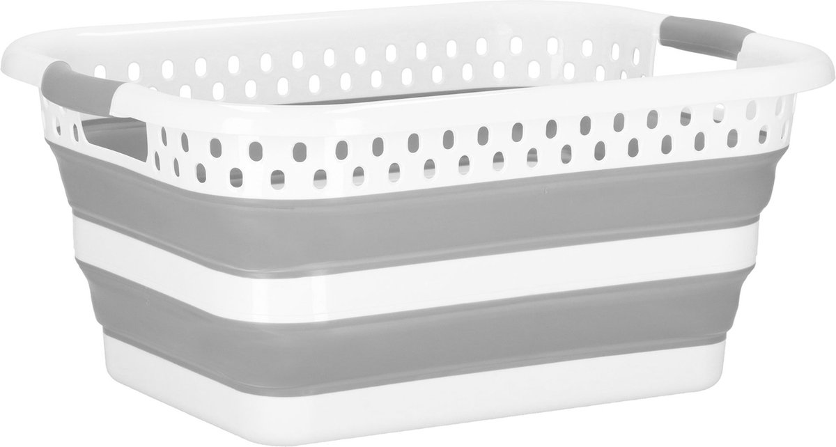 Springos Wasmand - Opvouwbare Wasmand - 24L - Grijs/Wit