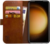 Rosso Element Book Case Wallet Hoesje Geschikt voor Samsung Galaxy S23 | Portemonnee | 3 Pasjes | Magneetsluiting | Stand Functie | Bruin
