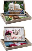 Set van trays DKD Home Decor Multicolour Hout MDF (2 Onderdelen) (40 x 30 x 6 cm) (2 Stuks)