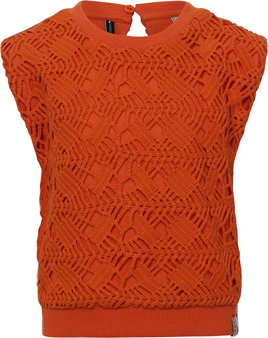 Looxs Revolution Open Lace Top Tops & T-shirts Meisjes - Shirt - Oranje - Maat 116