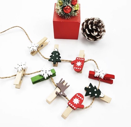 Foto: Akyol kerst kerst accessoire 10 stuks decoratie kerst decoratie kerst mini wasknijpertjes christmas verjaardag verassing merry christmas cadeau versiering feestdagen kleine wasknijpers kerst kerst decoratie mi