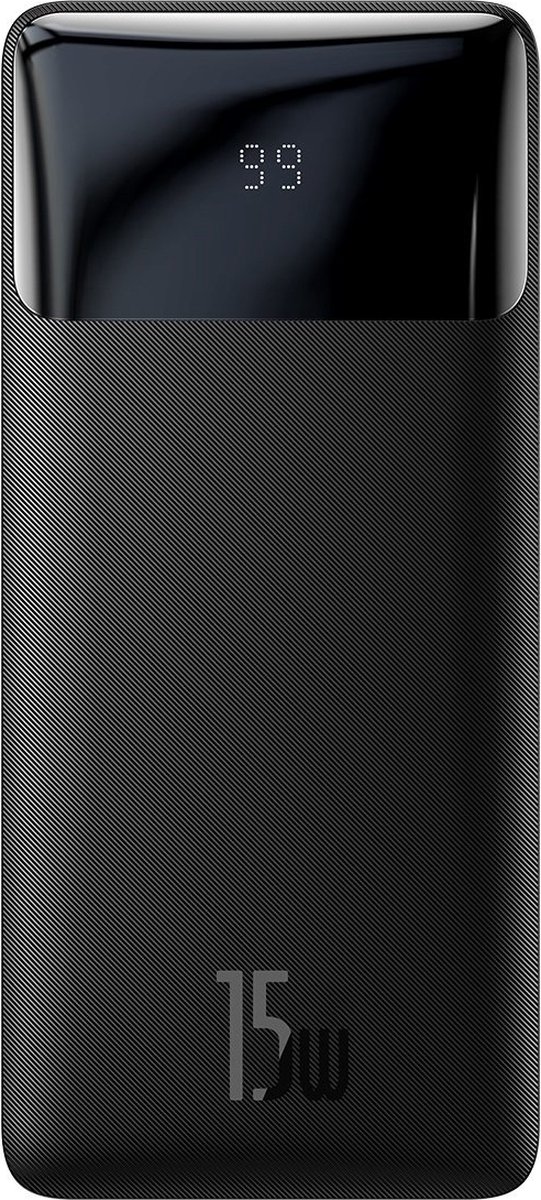Baseus Bipow 10.000 mAh Powerbank | Reisformaat Met Display Zwart | 15W USB-C & USB-A | Geschikt voor Samsung iPhone en smartphones