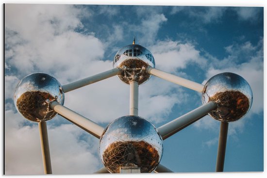 Dibond - Atomium in Brussel, België - 60x40 cm Foto op Aluminium (Met Ophangsysteem)