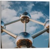 Dibond - Atomium in Brussel, België - 50x50 cm Foto op Aluminium (Met Ophangsysteem)