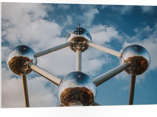 PVC Schuimplaat - Atomium in Brussel, België - 105x70 cm Foto op PVC Schuimplaat (Met Ophangsysteem)