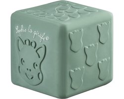 Sophie de giraf Textuur Blok - Speelblok - Babyspeelgoed - 5-Senses Collectie - 100% natuurlijk rubber - Vanaf 3 maanden - OK-Biobased - 7.5x7.5x7.5 cm - In witte geschenkdoos - Groen