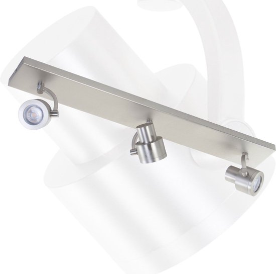 Plafondlamp balk Alto | 3 spots | grijs / staal | metaal | Ø 6 cm | 65 cm | hal / woonkamer lamp | modern / stoer design