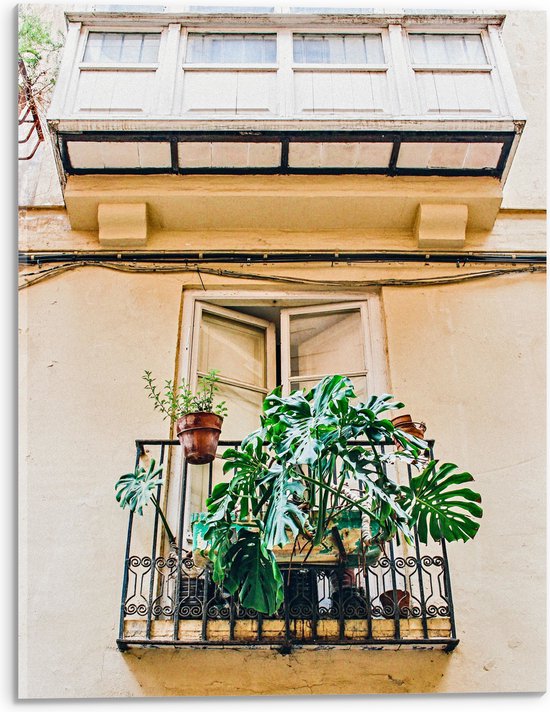 Acrylglas - Balkon met Groene Planten - 30x40 cm Foto op Acrylglas (Wanddecoratie op Acrylaat)