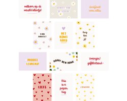 12x hippe gekleurde kaartjes (A6 formaat) - kaartjes om te versturen - kaartenset - kaartjes blanco - kaartjes met tekst - wenskaarten