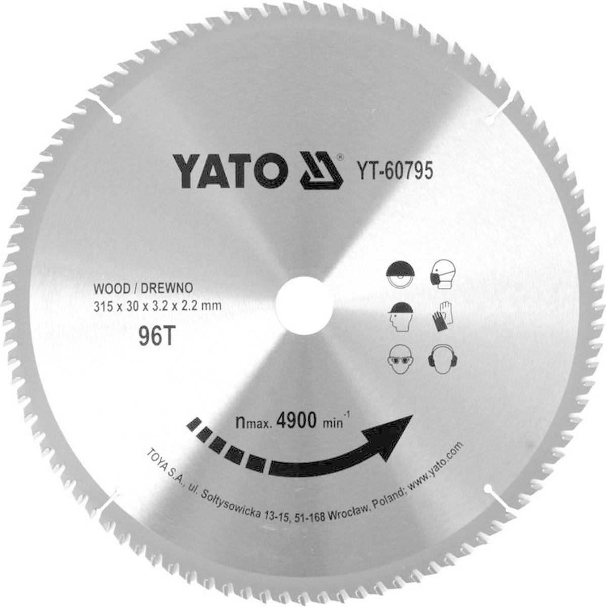YATO Cirkelzaagblad Ø315 mm - 96T - binnendiameter 30 mm