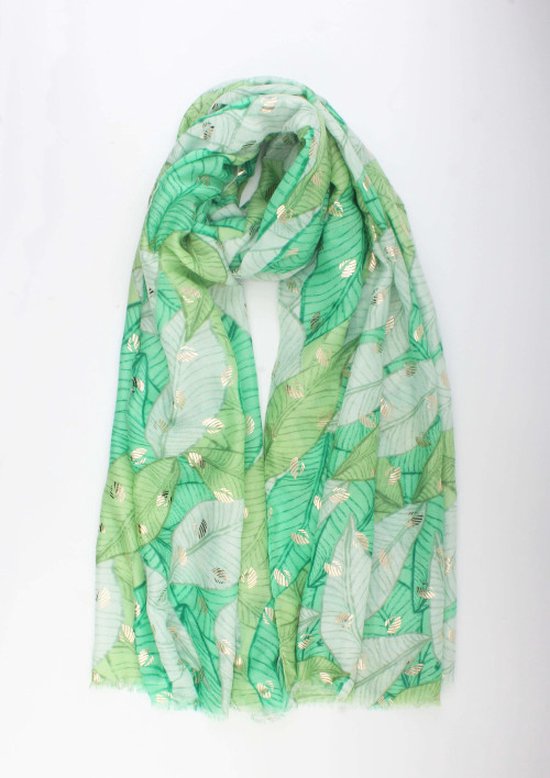 June - Echarpe - Echarpe fine - 90 x 1,80 cm - 20 coton/80% viscose - Vert - Doré