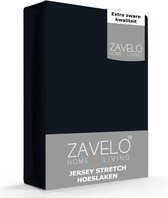 Zavelo® Jersey Hoeslaken Navy - 1-persoons (80/90x200 cm) - Hoogwaardige Kwaliteit - Rondom Elastisch - Perfecte Pasvorm