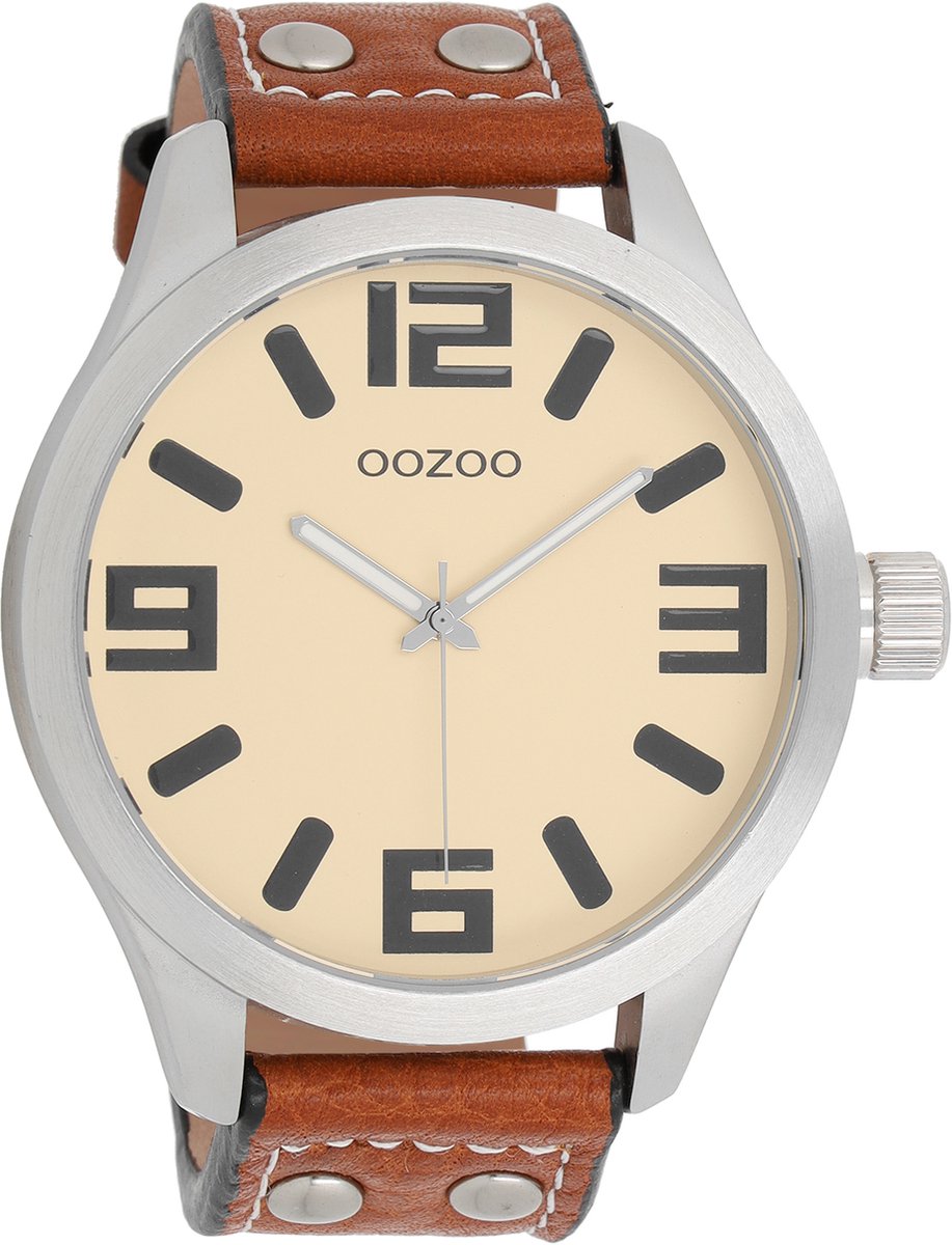 OOZOO Timepieces Polshorloge - C1002 - Beige/Cognac - 51 mm