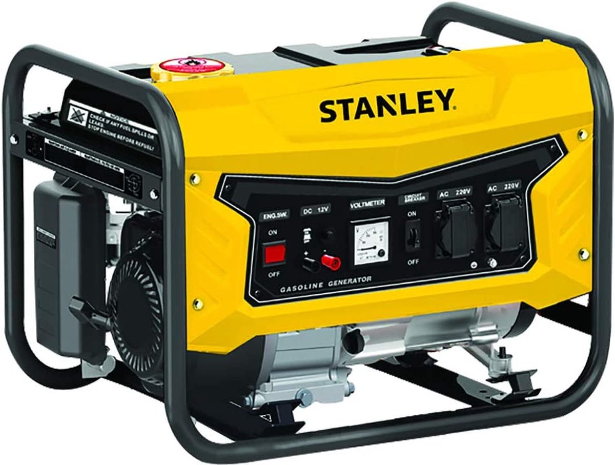 Stanley Generator 2400 W 4-takt motor 6,5 PS 196 cm3 tank 15 l spanningsregelaar AVR stopcontacten 2 x 230 V - STANLEY