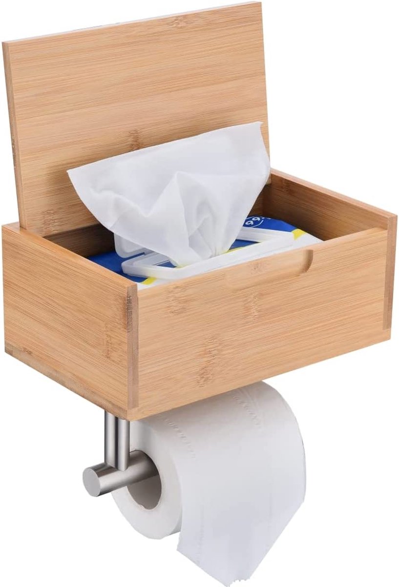 Porte-papier toilette avec boîte à lingettes humides, sans perçage, porte-rouleau  de