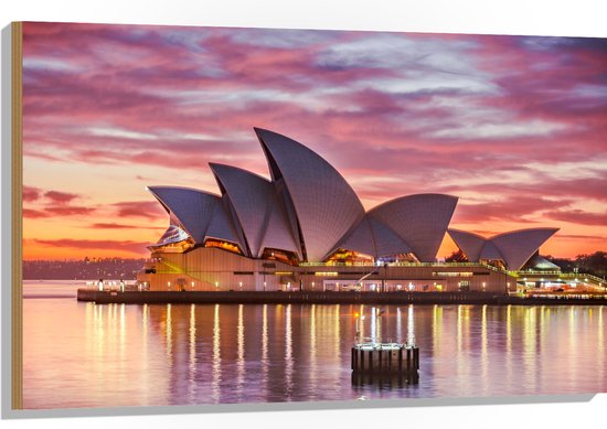Hout - Sydney Opera House - Australië - 105x70 cm - 9 mm dik - Foto op Hout (Met Ophangsysteem)
