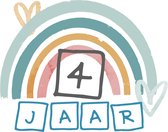 32x 4 JAAR - Baby Peuter Kinder Verjaardag Stickers - Leuk Regenboog voor Jongen en of meisje