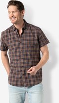 Twinlife Heren shirt plaid s.s. - Overhemden - Luchtig - Vochtabsorberend - Duurzaam - Bruin - M
