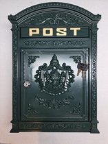 Boîte aux lettres en fonte - vert - 45X31X9.5cm - vintage - aspect antique