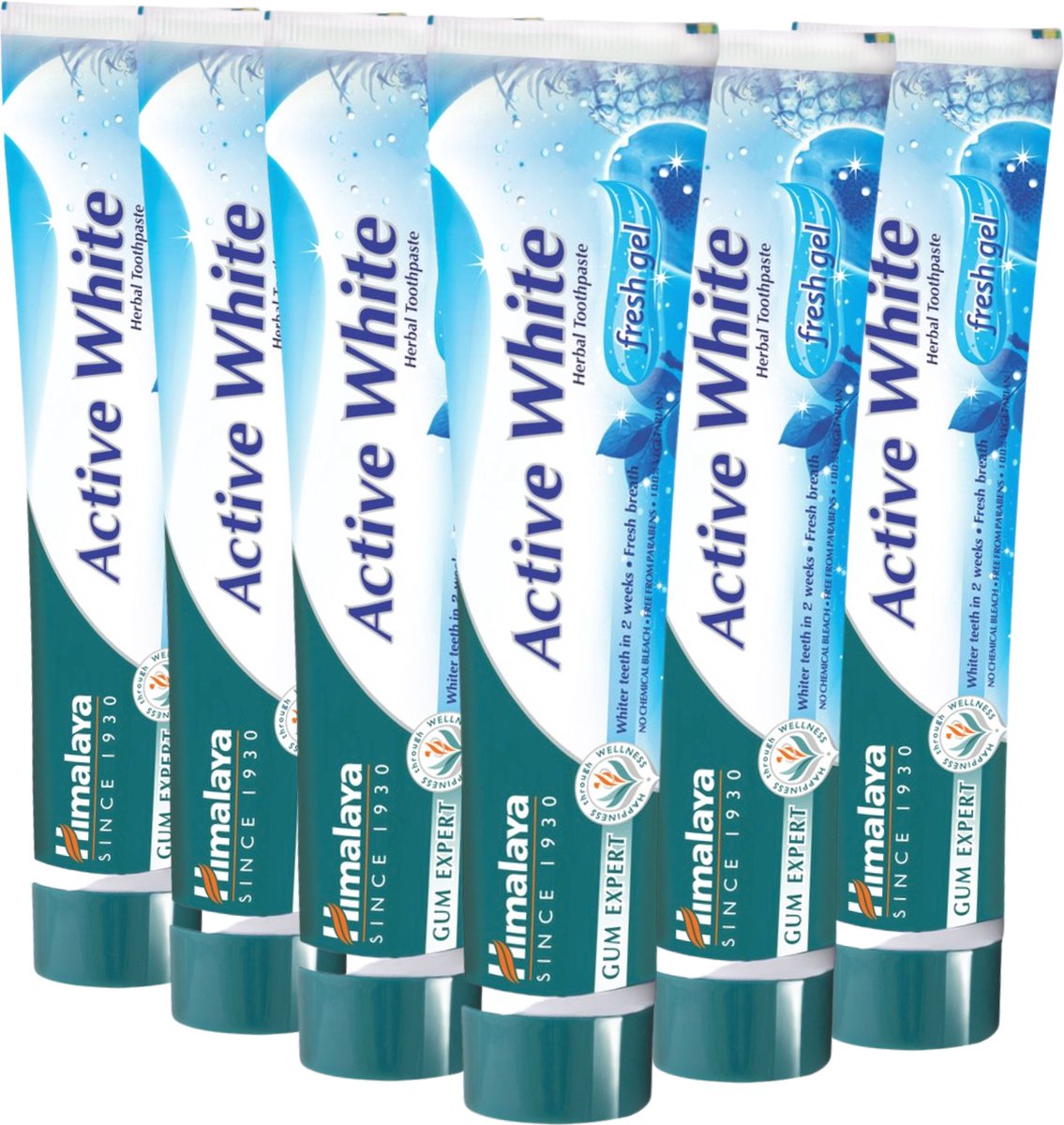 Goedkoopste Himalaya Herbals Active White Tandpasta Fresh Gel - 6 x 75 ml - Vegan Toothpaste - Tandpasta Zonder Fluoride en Parabenen - Tandpasta Voordeelverpakking