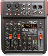 Console de mixage - Vonyx VM-KG06 - Console de mixage 6 canaux Bluetooth, DSP, lecteur mp3 et interface audio USB