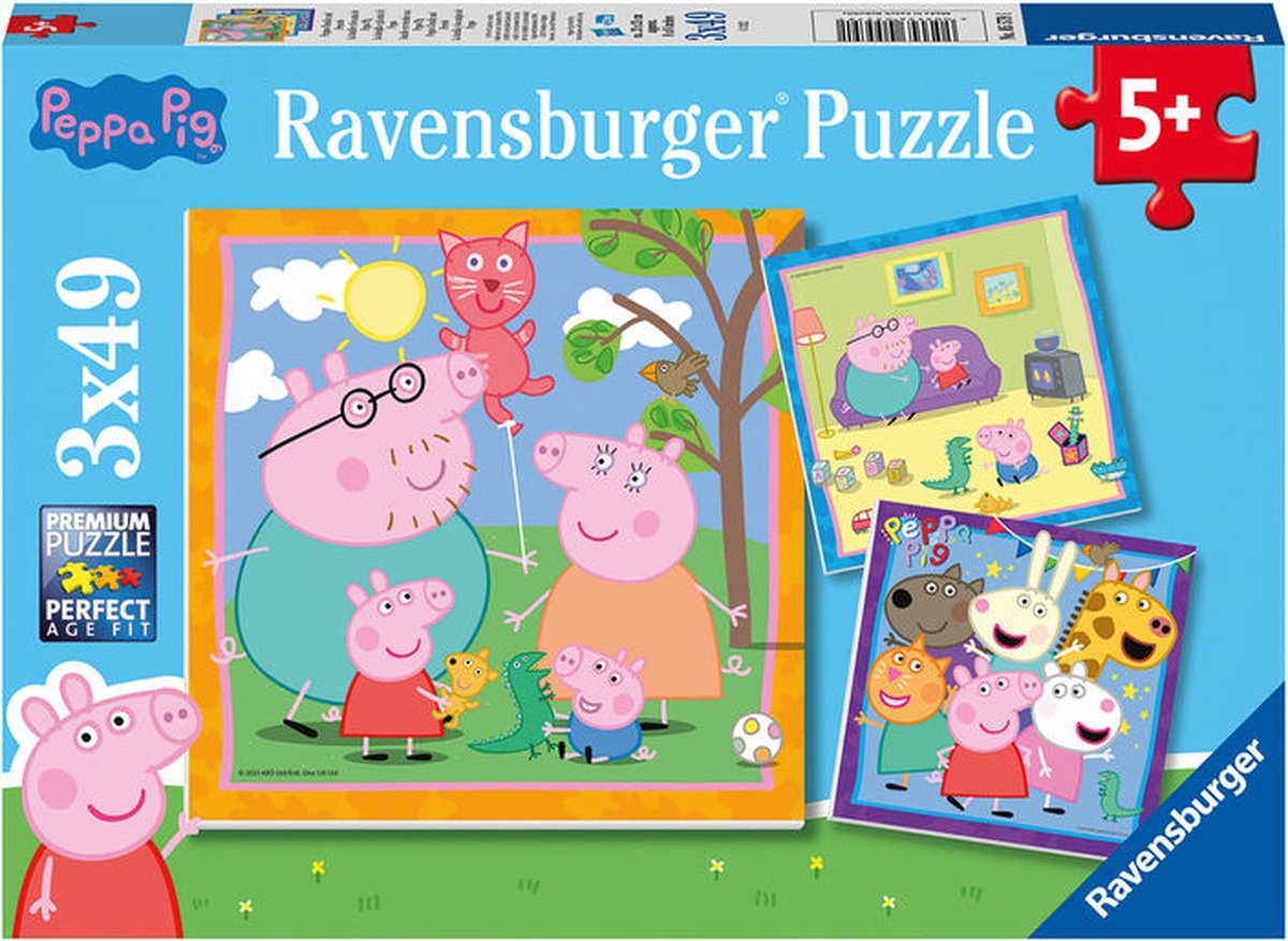 Ravensburger puzzel Familie en vrienden van Peppa Pig - 3 x 49 stukjes