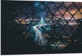 Dibond - Stad in de Nacht - 105x70 cm Foto op Aluminium (Wanddecoratie van metaal)
