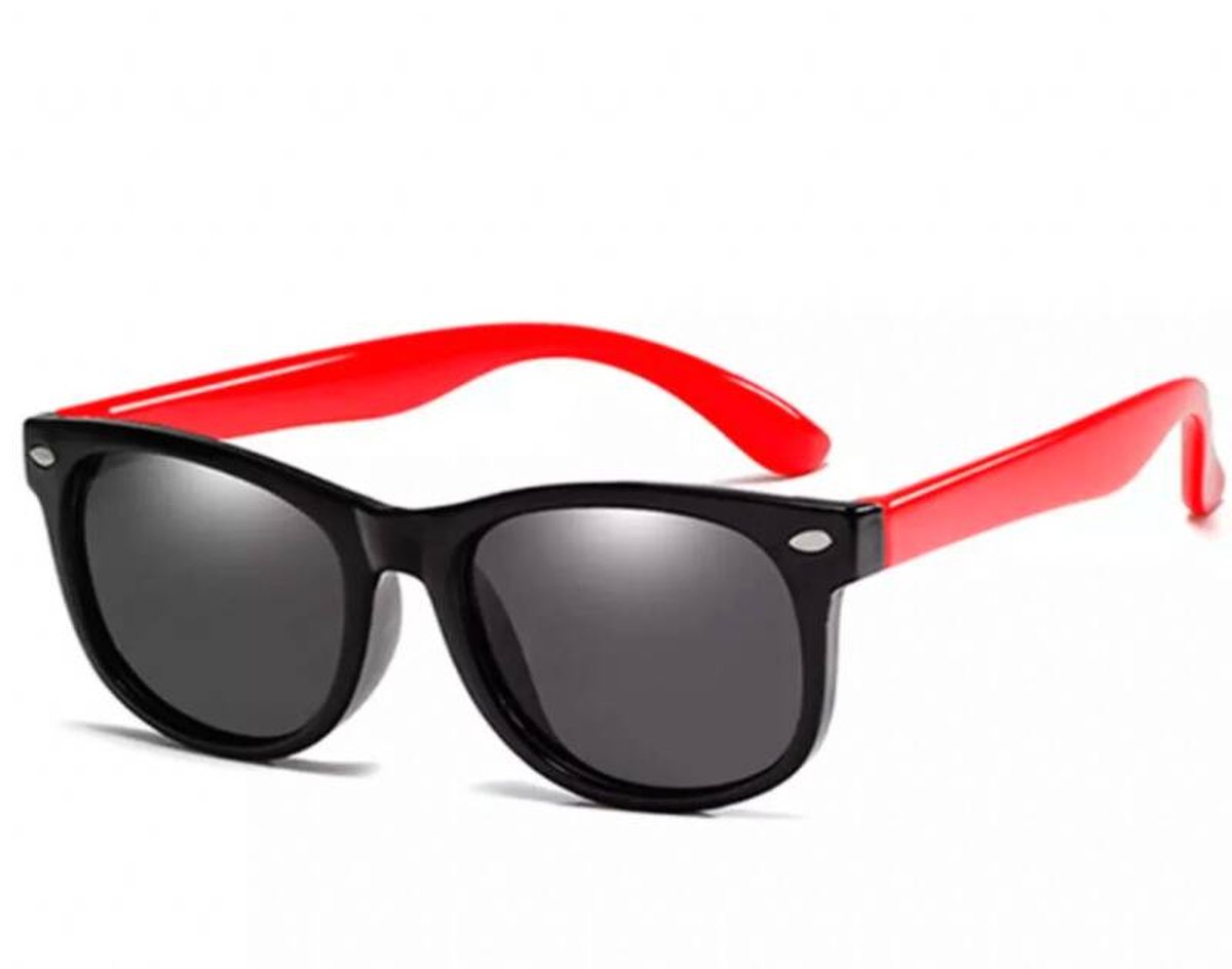 Kinder-zonnebril voor jongens/meisjes - kindermode - fashion - zonnebrillen - zwart montuur - rode poten