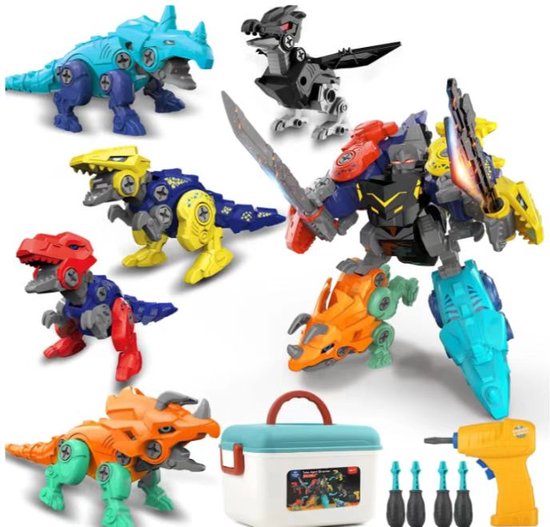 Megakorting!Speelgoed Dinosaurus DIY set(5 IN 1)bouwsets Transformer