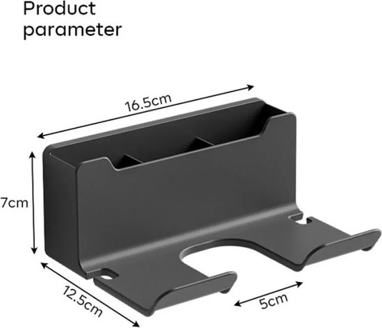 Porte-sèche-cheveux Zwart - avec plateaux de rangement - accessoires de  salle de bain