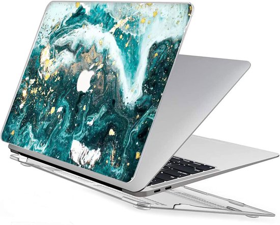 Geschikt voor MacBook Air Cover Hoesje 13 inch Marmer Groen - Hardcase geschikt voor MacBook Air 2022 / 2026 - Geschikt voor MacBook Air A2681 / A3113 / A3240 / A3449