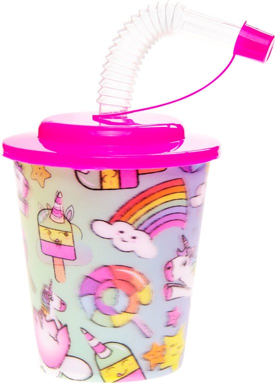 12 STUKS UNICORN / EENHOORN 3D Drink Beker met Rietje en Deksel - 250ML - Unicorns Plastic Bekers - Kinderfeestje - Kinderverjaardag Bekertjes - Traktatie - Uitdeelcadeaus van Larsen Thompson — afbeelding 3