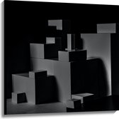 Canvas - Opgestapelde Balken en Blokken in Donkere Omgeving - 100x100 cm Foto op Canvas Schilderij (Wanddecoratie op Canvas)