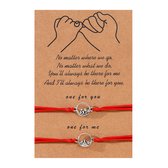 Bracelets d'amitié pour 2 avec Ocean & Berg - Couleur argent - Bracelets rouges - Bracelet BFF sur carte cadeau - Pax Amare