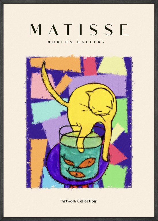 Foto: De kat met de rode vis poster 50x70 cm henri matisse