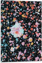 Tuinposter – Kleine Vlekken in Pastelkleuren op Zwarte Achtergrond - 60x90 cm Foto op Tuinposter (wanddecoratie voor buiten en binnen)