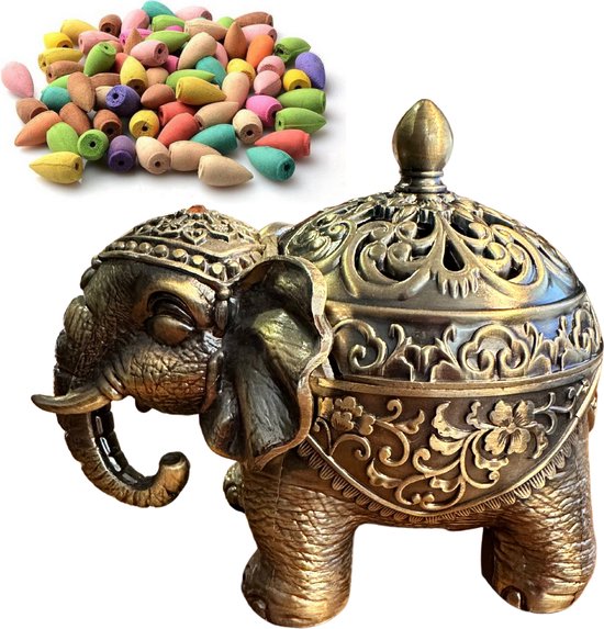 Olifant Wierookbrander van Koper inclusief kegels