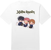 Wit Jujutsu Kaisen T-shirt met cute Itadori, Megumi & Nobara Maat XL